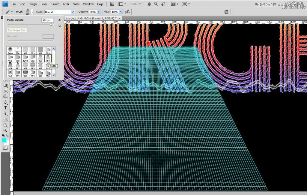 Photoshop制作超酷的霓虹电波文字特效