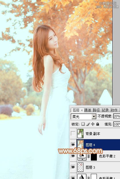 Photoshop打造清爽的橙紅色外景美女圖片