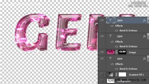 Photoshop制作通透的紫色宝石字