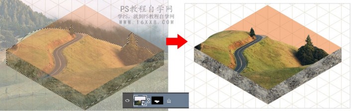 照片合成，用PS和成一幅超現實的3D等距圖標風景畫