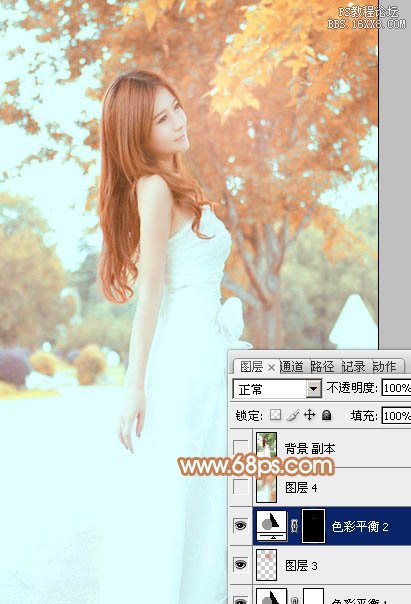 Photoshop打造清爽的橙紅色外景美女圖片