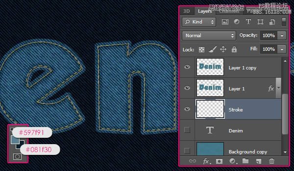 Photoshop制作个性的牛仔布纹艺术字教程,PS教程,16xx8.com教程网