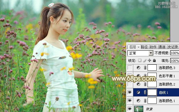 Photoshop給野花中的美女加上甜美的粉色調(diào)