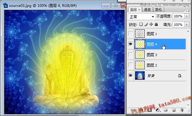 Photoshop制作闪烁光芒效果的金佛动画教程,52photoshop教程