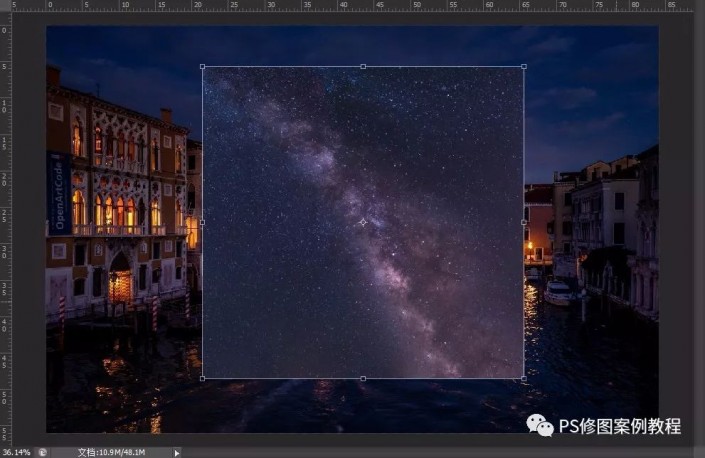 圖片效果，通過(guò)PS把普通夜景照片制作成銀河效果照片