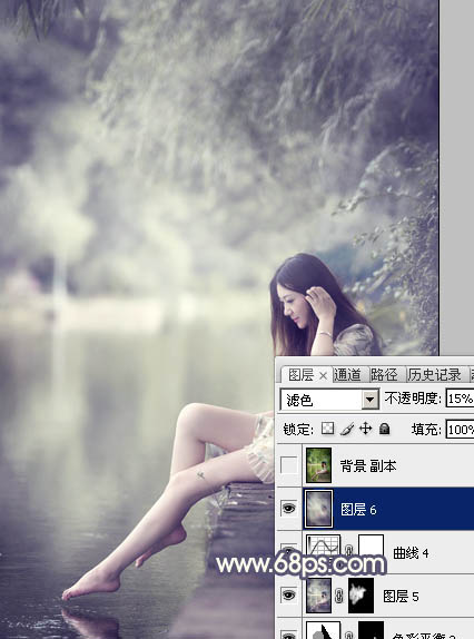 Photoshop打造古典粉藍(lán)色外景美女圖片