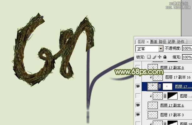 ps设计逼真树藤效果字
