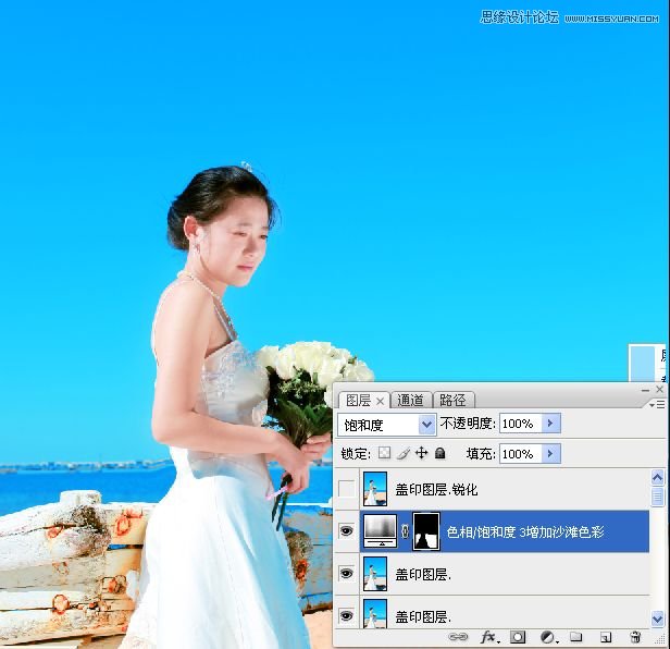 Photoshop给偏暗色海边婚片调亮处理,PS教程,16xx8.com教程网