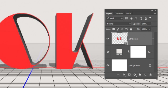 3D功能，通过PS中的3D功能设计大理石玫瑰材质的文字