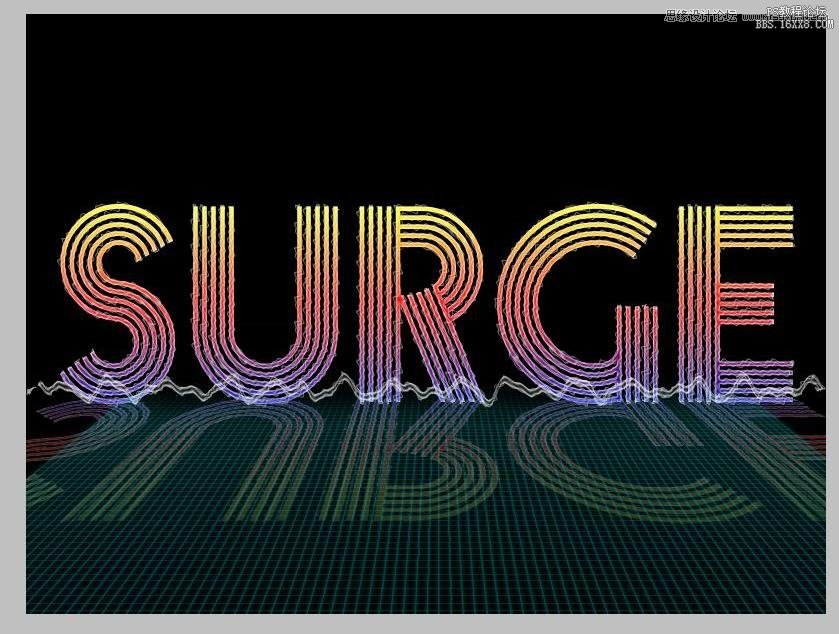 Photoshop制作超酷的霓虹电波文字特效