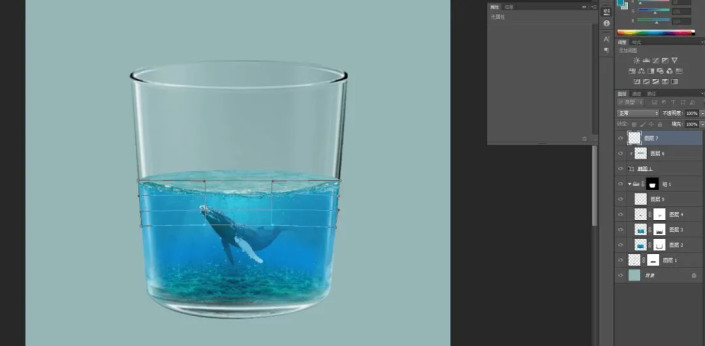 創(chuàng)意合成，通過PS設(shè)計玻璃杯里的海洋世界