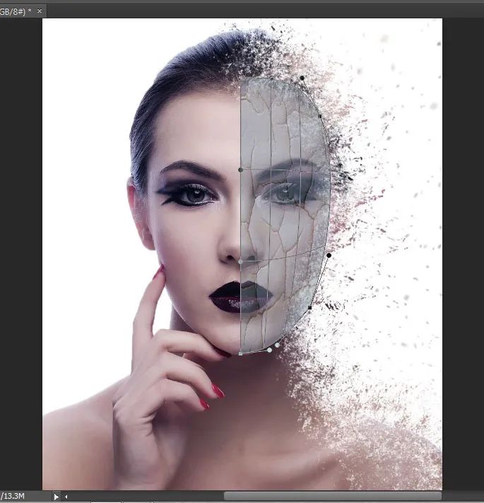 打散效果，通过PS给人物脸部制作一种破碎效果的打散人像照片