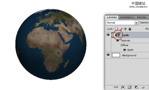 Photoshop CS4制作逼真的立体地球（图五）