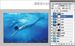 Photoshop使用素材合成水下男美人魚場景,PS教程,16xx8.com教程網(wǎng)