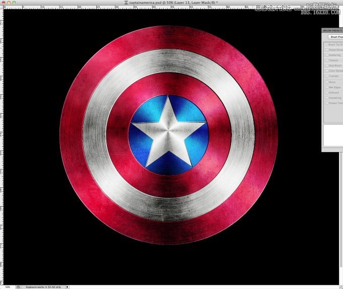 Photoshop绘制美国队长盾牌图标教程,PS教程,16xx8.com教程网