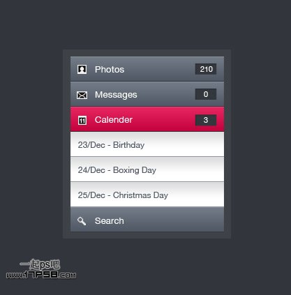 Photoshop制作Iphone风格导航菜单教程,PS教程,16xx8.com教程网
