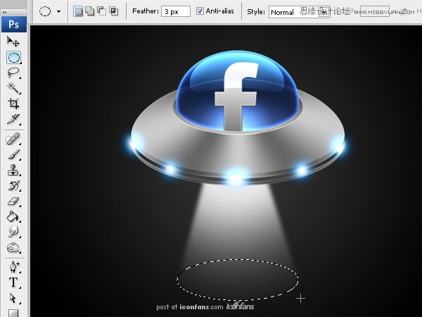 Photoshop绘制逼真质感的UFO图标教程,52photoshop教程