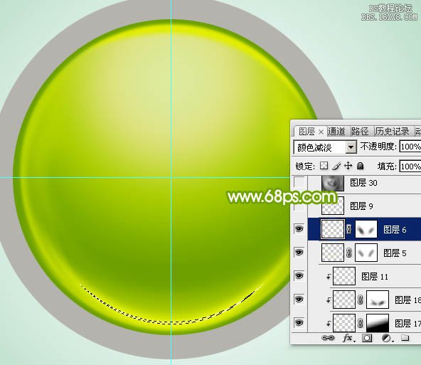 ps绿色圆形水晶按钮教程