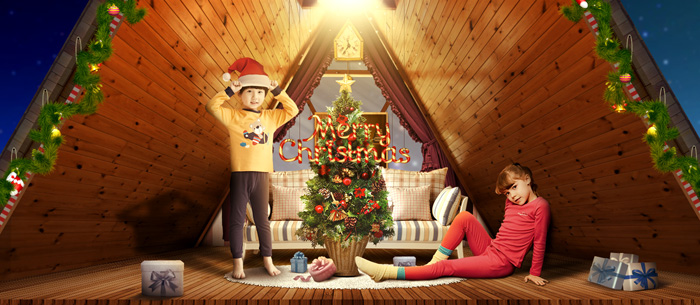 节日海报，设计圣诞童装宣传横幅海报教程