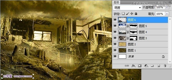 Photoshop打造災(zāi)難中被摧毀的房子場景