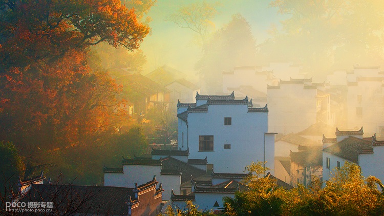 乡村风景，调出秋天黄色调乡村景色照片