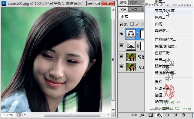 Photoshop給偏黃色美女膚色校色效果,52photoshop教程