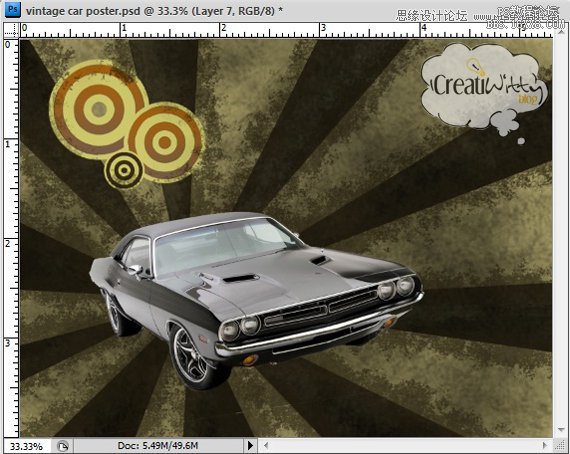 Photoshop設(shè)計(jì)復(fù)古風(fēng)格的汽車(chē)海報(bào)教程
