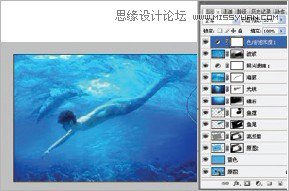 Photoshop使用素材合成水下男美人魚場景,PS教程,16xx8.com教程網(wǎng)