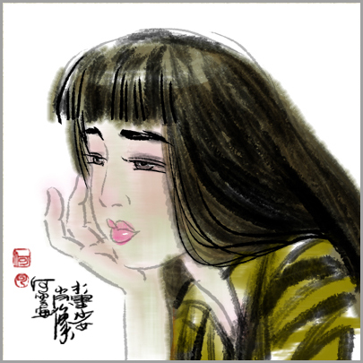 数字绘画-ps水墨人物画步骤-水墨少女肖像