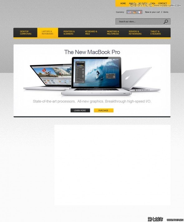 Photoshop設(shè)計時尚風(fēng)格數(shù)碼科技電子商務(wù)網(wǎng)站,PS教程,th7.cn