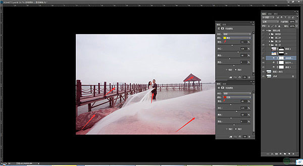 Photoshop給海邊碼頭照片添加夕陽云彩效果
