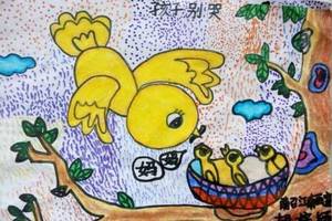 小鸟妈妈和小鸟母亲节儿童创意画图片分享