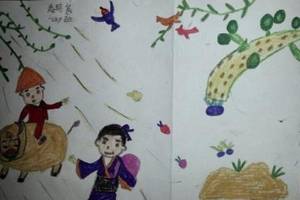 雨中问路一年级画画清明节作品赏析