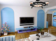 蓝色地中海风格公寓装修效果图