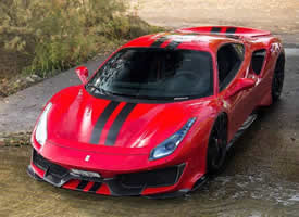 一组红色法拉利 Ferrari 488 Pista图片欣赏