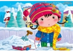 ps繪制可愛的雪地里的小女孩兒童插畫